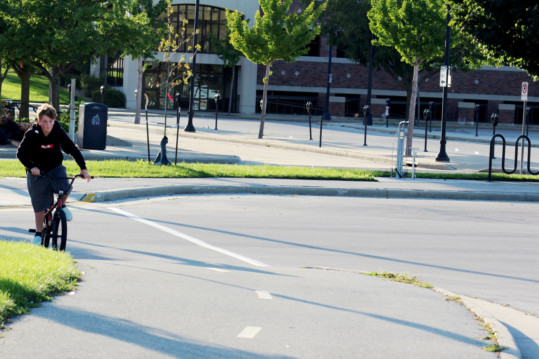 Boy makes his way around Pershing Park